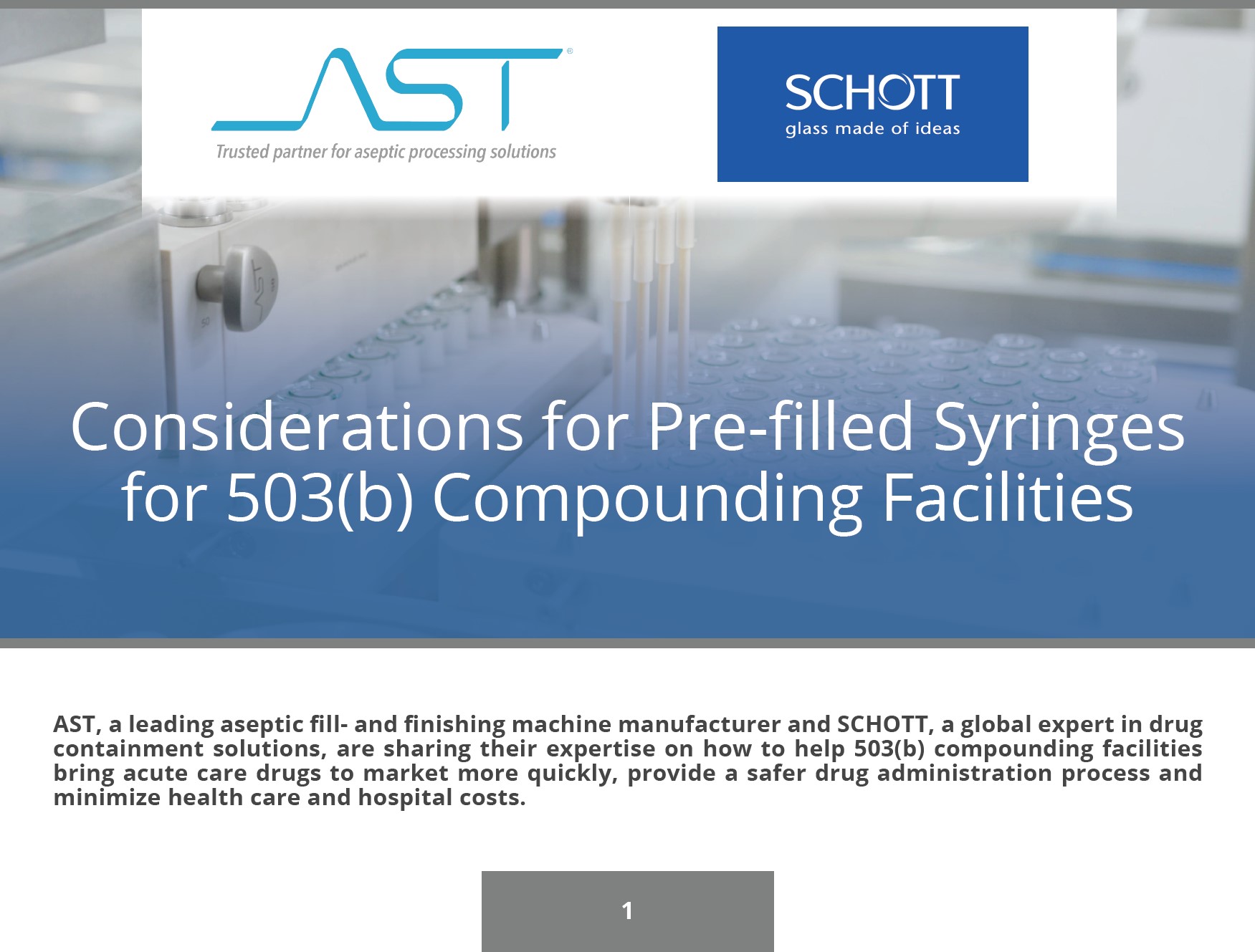 Considerations for Pre-filled Syringes for 503(b) Compounding Facilities