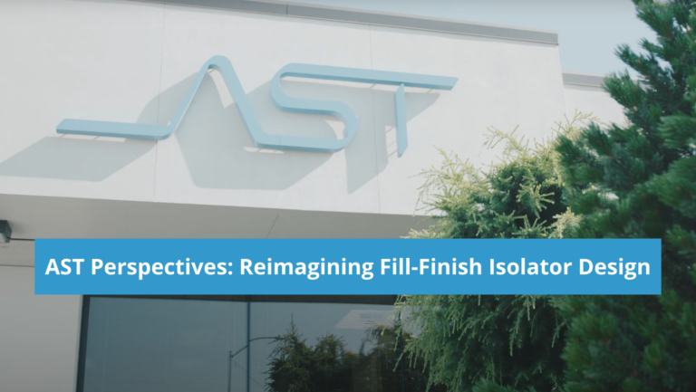 AST headquarters entrance displaying the AST aseptic fill-finish logo signage