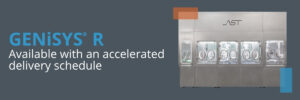 Product image of AST GENiSYS R robotic aseptic filling and closing system with integrated isolator, available on an accelerated delivery schedule