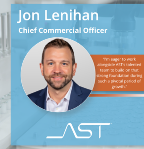 AST announces Jon Lenihan as Chief Commercial Officer in executive leadership appointment graphic